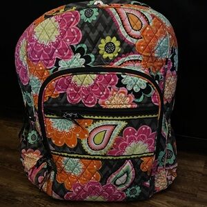 Vera Bradley Quilted Backpack in Pink, Orange, Aqua & Lime Floral Paisley